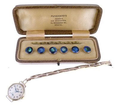 Lot 112 - Smiths Astral - Lady's 9ct gold case back cocktail watch and case sets of buttons