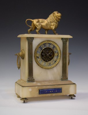 Lot 533 - Late 19th Century French alabaster mantel clock