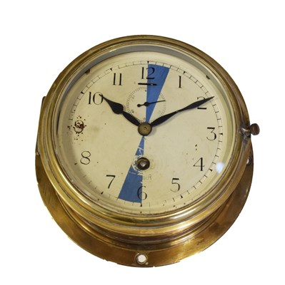 Lot 524 - Brass ship's bulkhead-style timepiece