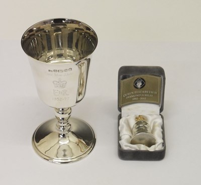 Lot 203 - Queen Elizabeth II Silver Jubilee silver goblet and miniature bell