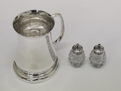 Lot 205 - White metal baluster mug and salt and pepper pots
