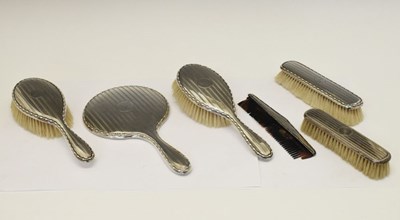 Lot 144 - George V six-piece silver dressing table set