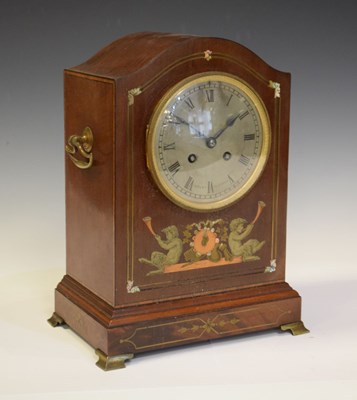 Lot 525 - Early 20th Century inlaid mahogany mantel clock
