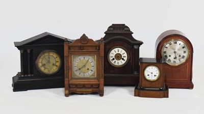 Lot 527 - Five various early 20th Century mantel clocks