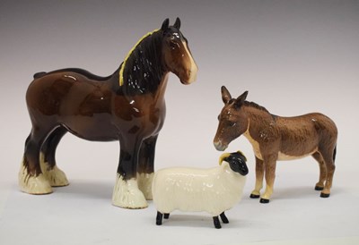 Lot 417 - Beswick - Shirehorse, together with a sheep and donkey