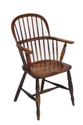 Lot 577 - Late 19th Century ash and elm low hoop back Windsor chair