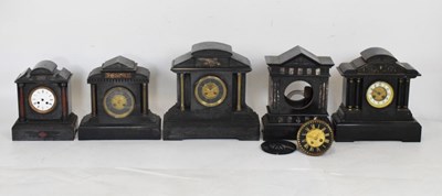 Lot 539 - Five various French black slate mantel clocks