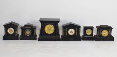 Lot 551 - Group of French black slate mantel clocks