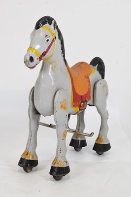 Lot 672 - Vintage painted and cast metal Mobo ride on horse