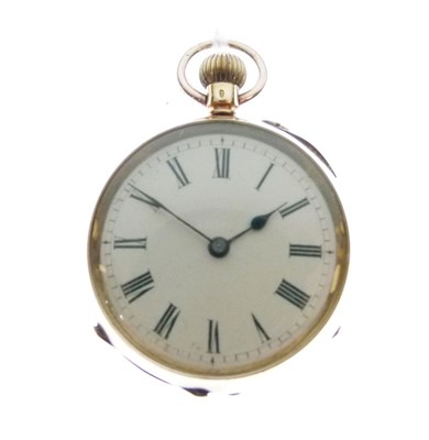Lot 121 - 18K yellow metal open face fob watch