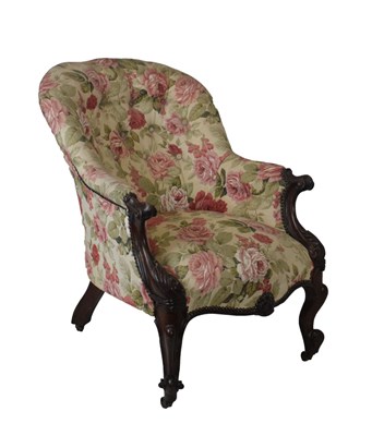Lot 615 - Victorian deep-buttoned tub back chair