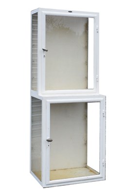Lot 707 - White painted metal and glazed cabinet