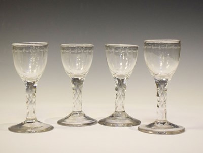 Lot 395 - Set of four late 18th Century wine glasses