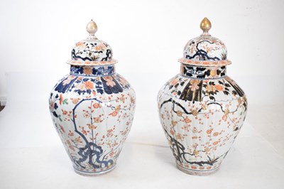 Lot 301 - Pair of Imari lidded vases