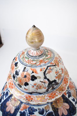 Lot 301 - Pair of Imari lidded vases