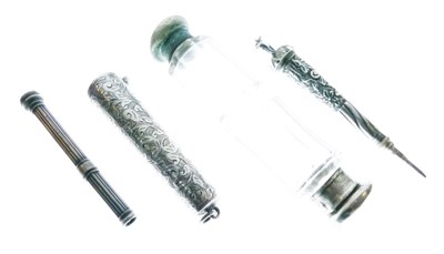 Lot 180 - Edward VII silver cheroot holder, and other silver items
