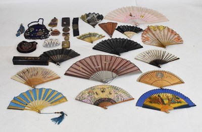 Lot 228 - Quantity of bead work handbags, fans, etc