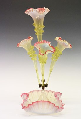 Lot 432 - Vaseline glass epergne