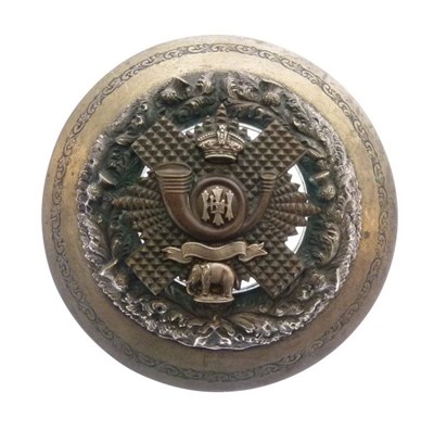 Lot 348 - Highland Light Infantry silver plated plaid circular brooch