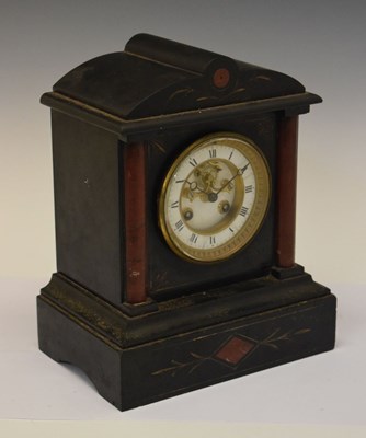 Lot 532 - Late 19th Century French black slate and marble clock