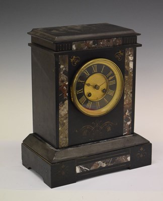 Lot 528 - Late 19th Century French black slate and marble clock