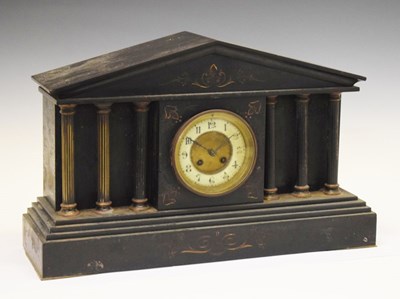 Lot 536 - Late 19th Century French black slate 'Temple' mantel clock