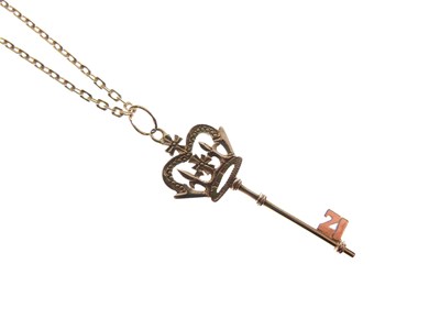 Lot 95 - 21st birthday key pendant and chain