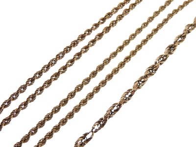 Lot 75 - Two 9ct gold rope-link necklaces