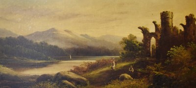 Lot 533 - Oil on canvas - Riverside scene