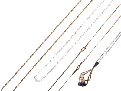 Lot 96 - 9ct gold pendant set two sapphires and two white stones