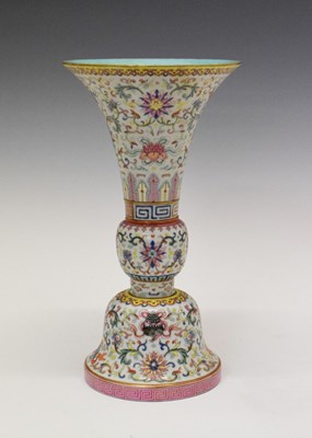 Lot 287 - Chinese Canton Famille Rose Gu 'Bajixiang' vase
