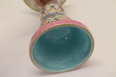 Lot 287 - Chinese Canton Famille Rose Gu 'Bajixiang' vase