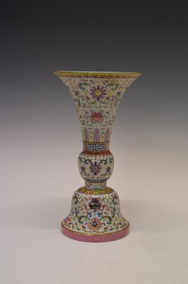 Lot 287 - Chinese Canton Famille Rose Gu 'Bajixiang' vase