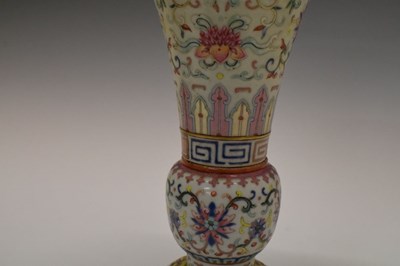 Lot 287 - Chinese Canton Famille Rose Gu 'Bajixiang' vase