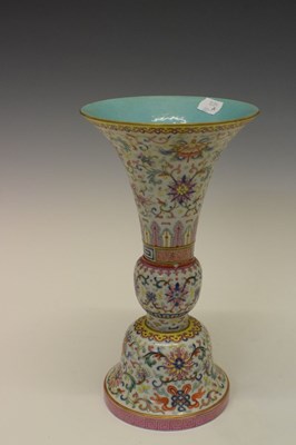 Lot 287 - Chinese Canton Famille Rose Gu 'Bajixiang' vase