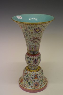 Lot 287 - Chinese Canton Famille Rose Gu 'Bajixiang' vase