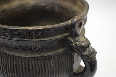 Lot 484 - A good Chinese bronze ritual food vessel on stand (Gui)