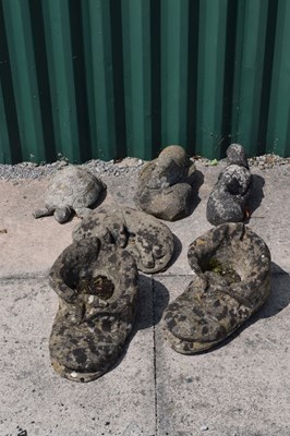 Lot 683 - Group of composite stone animal garden ornaments