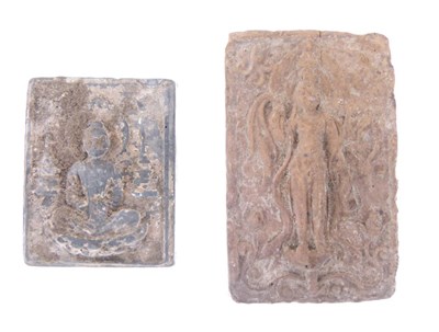 Lot 326 - Two antique South East Asian clay relief tablets