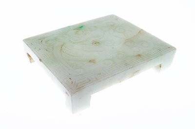 Lot 306 - Chinese carved celadon jade miniature stand