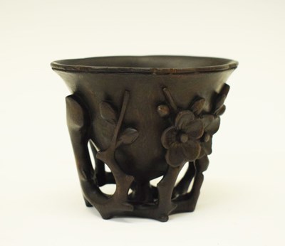 Lot 315 - Chinese carved hardwood libation cup