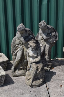 Lot 802 - Pair of composite stone classical garden maidens