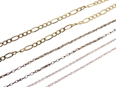 Lot 71 - Three assorted yellow metal necklaces
