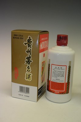 Lot 451 - Two 500ml bottles of Kweichow Moutai 'Flying Fairy' Baijiu, 2018