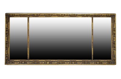 Lot 668 - Giltwood triple-plate overmantel mirror