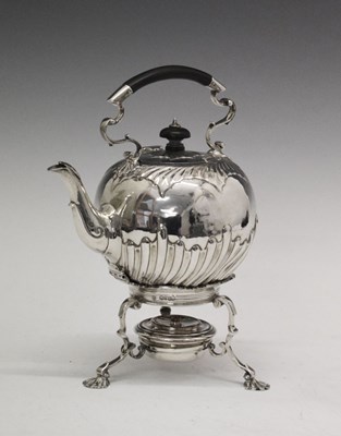 Lot 85 - Victorian silver spirit kettle on stand