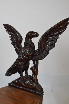 Lot 721 - Pair of Victorian carved oak armorial hall chairs