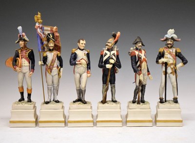 Lot 347 - Six Italian ceramic Napoleonic military figures by Cacciapuoti