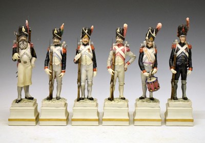 Lot 348 - Six Italian ceramic Napoleonic military figures by Cacciapuoti