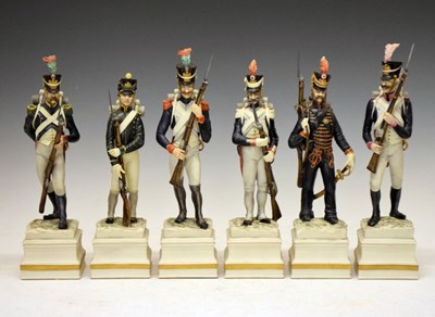Lot 349 - Six Italian ceramic Napoleonic military figures by Cacciapuoti